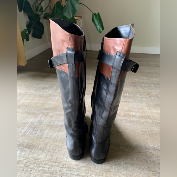 Cole Haan NikeAir Tall Knee High Riding Black Brown Leather Boots Women’s 9B - Picture 12 of 16